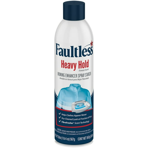 Faultless Heavy Hold Ironing Enhancer Spray Starch 20 oz, Professional Crisp Finish
