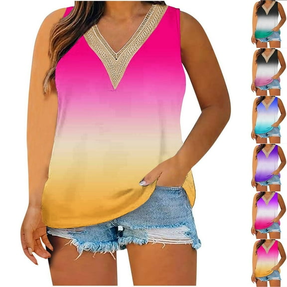 Womens Tank Top Athletic Tank Tops for Women Plus Size Tunic for Women-Neck Blouse Lace Casual Loose Summer Sleeveless Tank Green Xxxxl