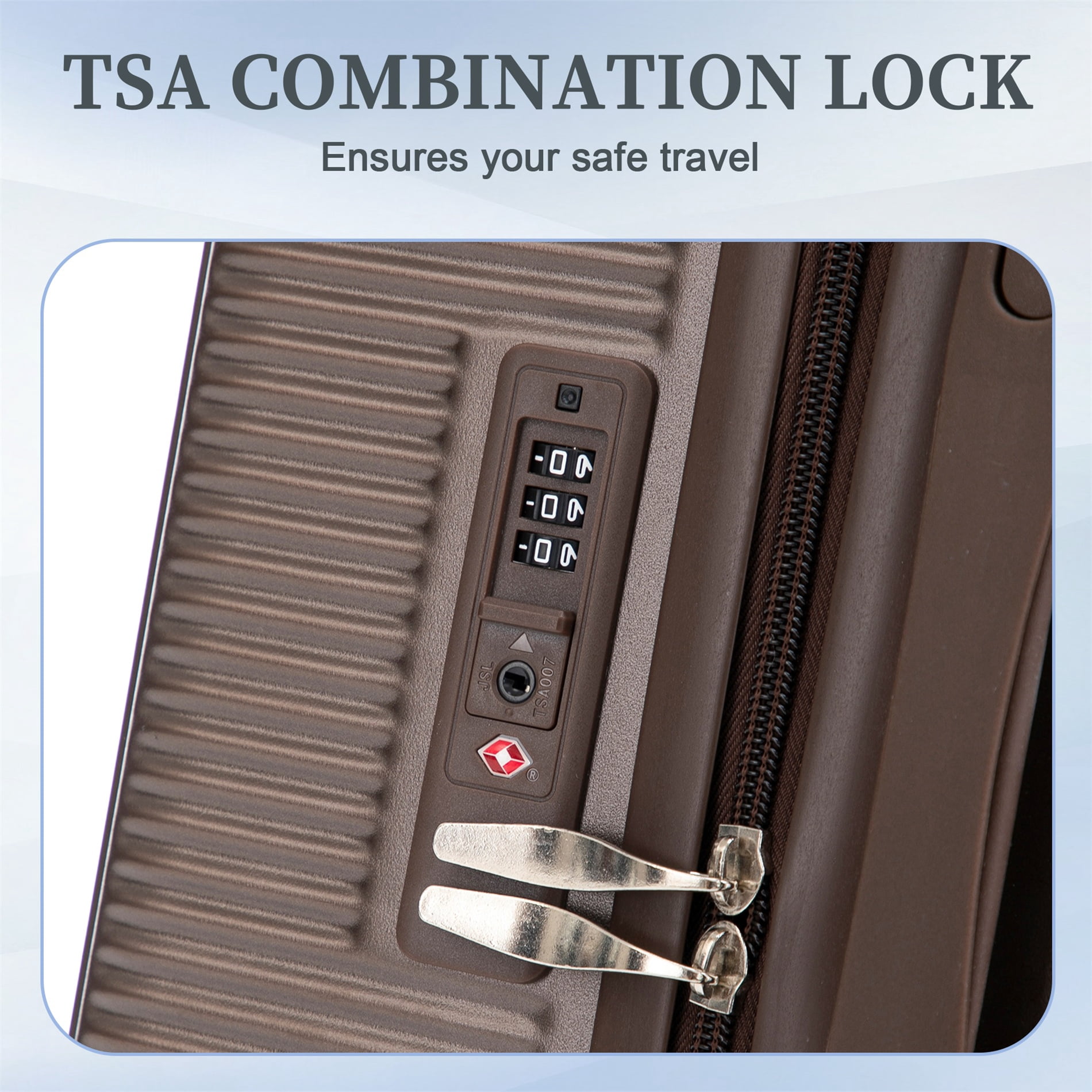 Alvantor 3 Piece Hardshell Luggage Set ABS Hardside Suitcase with TSA Lock Spinner Wheel 20"24"28"(Brown)