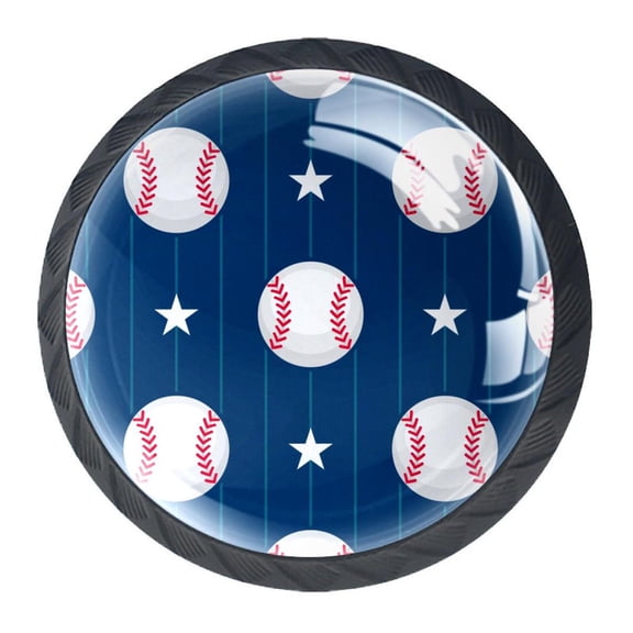 4 Pcs Baseball Knobs for Kitchen Cabinet Cupboard Dresser Bookcase Drawer Pulls Handles Round Home Decor