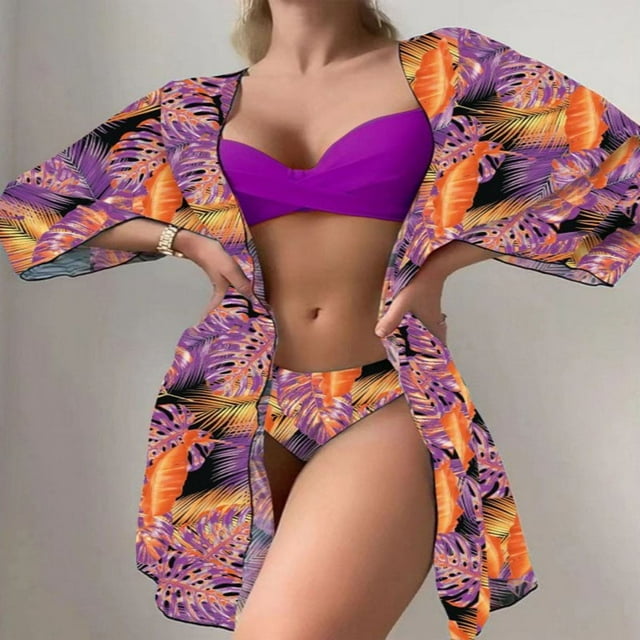 Traje de baño para mujer Fashionista Lady que contiene el conjunto de bikini con estampado de almohadilla de pecho traje de baño de dos piezas trajes de baño para mujer