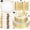 Clear Gold, variant on 150-Piece Clear Plastic Tableware Set with Silver Trim – Dinner and Dessert Plates, Forks, Knives, Spoons, Cups for Weddings and Parties