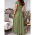 thumbnail image 6 of Women'S Deep V Neck Solid Color Pleated High Waist Slit Club Party Evening Long Maxi Dress Yellow-Green M, 6 of 7