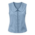 thumbnail image 5 of VBVC Women's Peter Pan Collar Sleeveless Tank Top, Ladies' Lightweight Eyelet Lace Trim Blouse, Casual Solid Color Summer Shirt For Women,Blue,S-2XL, 5 of 8