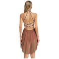 thumbnail image 2 of Miaeowve Lyrical Dance Dress Women Modern Contemporary Sparkly Backless Skirted Leotard Dancewear Dusty Pink S, 2 of 6