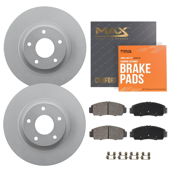 MAX Advanced Brakes - Rear Brake Kit For 2007-2009 Kia Sorento| Carbon Ceramic Brake Pad and Rotor Kit| Daily Driving Geomet Coated Brake Rotors
