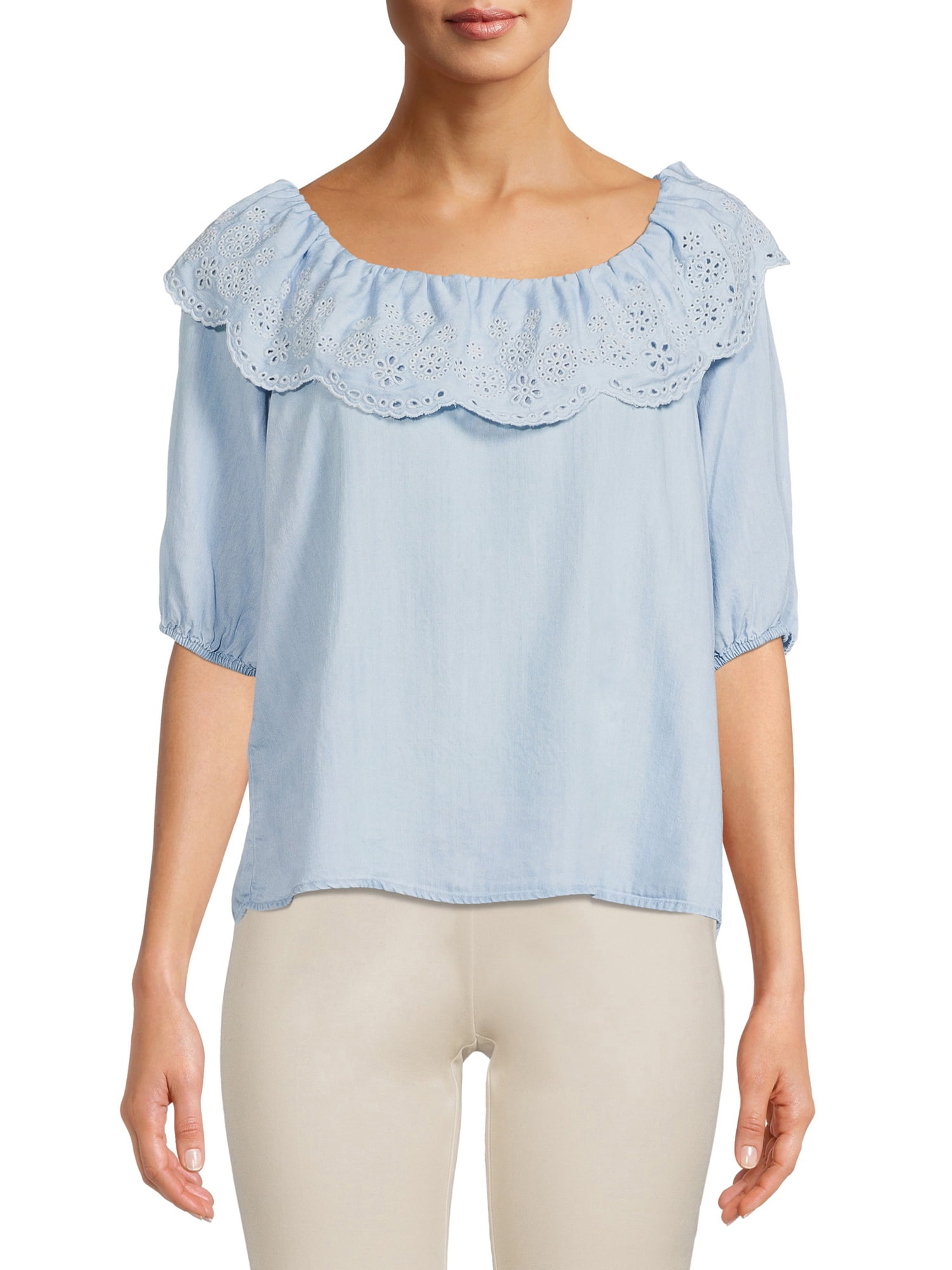 Time And Tru Women's Embroidered Top - Walmart.com