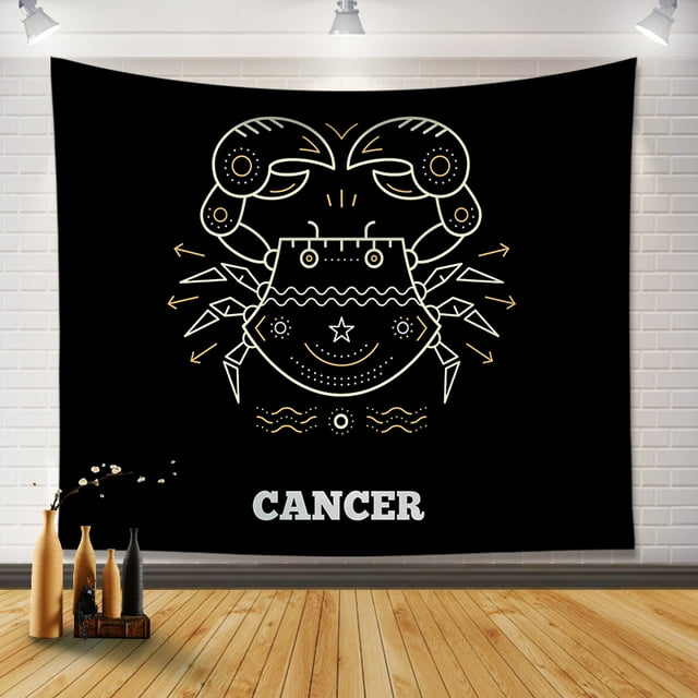 Tapiz retro para colgar en la pared con el signo zodiacal del cáncer, 130 x 150 cm