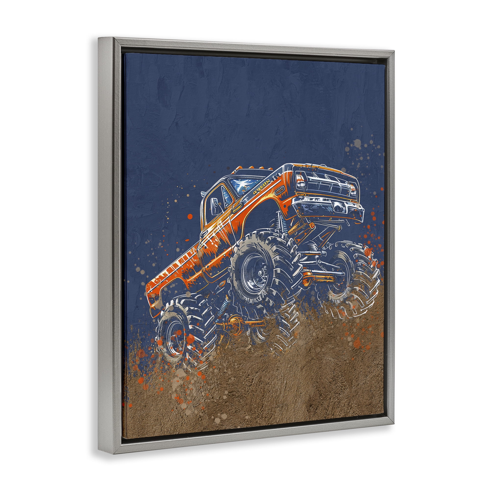 My Jam Monster Truck Gray Framed Floater Canvas Wall Art, design by Kim Allen