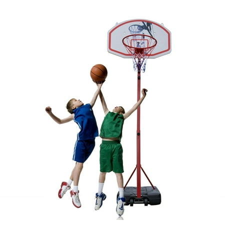 Zimtown Portable Basketball Goal Stand, 6.9-8.5ft Height Adjustable Basketball Hoop System with Wheels, Net, Rim, Backboard, for Adult Teen Indoor / Outdoor Backyard