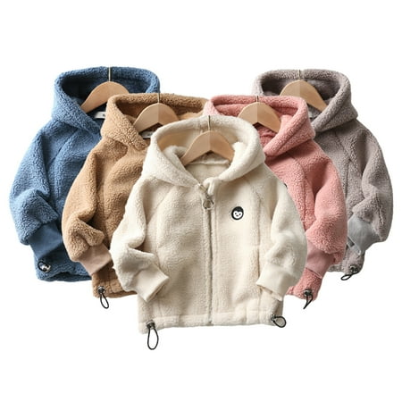 

AJZIOJIRO Toddler Kids Full-Zip Fleece Jacket Coat for Girls Baby Mock Outwear Winter Fall Cute Cartoon Coats with Hoodie