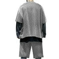 thumbnail image 6 of VBTAPA Mens 2 Piece Outfits Solid Casual Tracksuit Shorts Fashion Summer Sweatsuit Oversized Short Sleeve Textured T Shirt and Shorts Set Prime Sale Gray L, 6 of 7