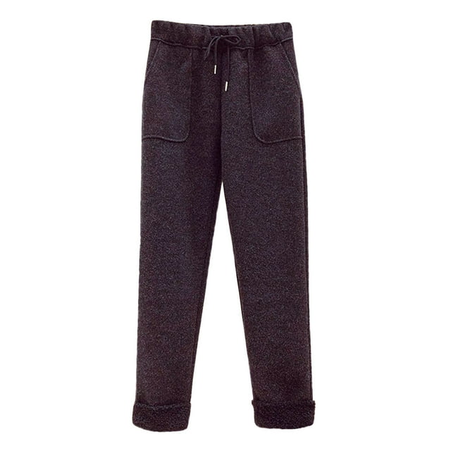 Gibobby leggings gluteos deportivo Pantalones cálidos Cintura de invierno Color Mujeres Pantalones largos para mantener sólidos(Negro, XL)