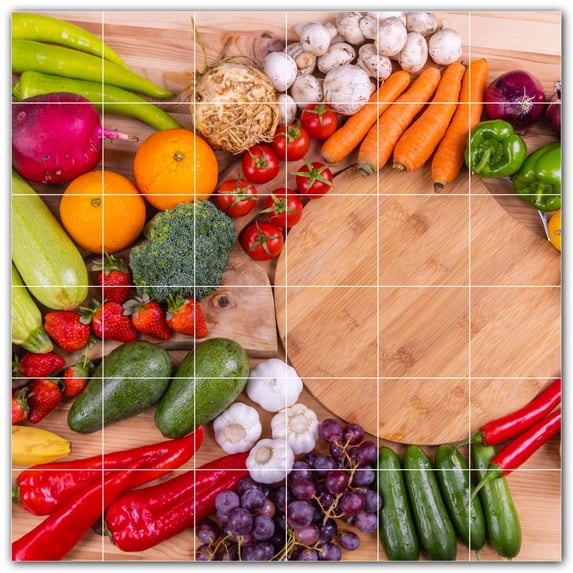 Picture-Tiles.com: Fruit Ceramic Tile Wall Mural WAL500671-66XL. 72"W x 72"H using (36) 12" x 12" Ceramic Tiles-Satin Finish