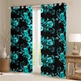 thumbnail image 2 of Manfei Fashion Cyan Rose Black Out Curtains for Adult, Flower Floral Curtains Pack of 2 (42x63 Each), Romantic Anniversary Bedroom Curtains, Window Curtains Bedroom Decor, 2 of 6