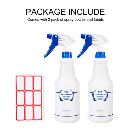 Plastic Empty Spray Bottles with Sprayer No Clog & Leak Proof Heavy Duty for Bleach 2 Pack 24 oz Spray Bottles for Cleaning Haircuts Watering Disinfectant Auto Detailing Chemicals 
