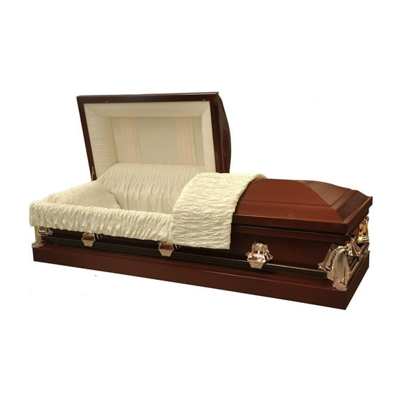 Casket Emporium Lynn Mandarin Series, Mandarin Red Steel Funeral Casket, 600 lb, Rectangular Shape