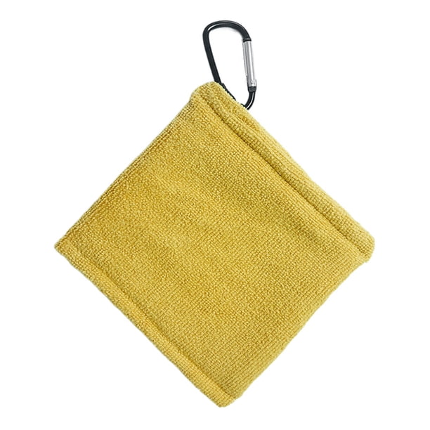 Toalla de golf de bolsillo pequeña con clip en D para pelotas y palos. Limpiador portátil de pelotas de golf. Accesorios para hombres y mujeres. Ejercicio en el campo.