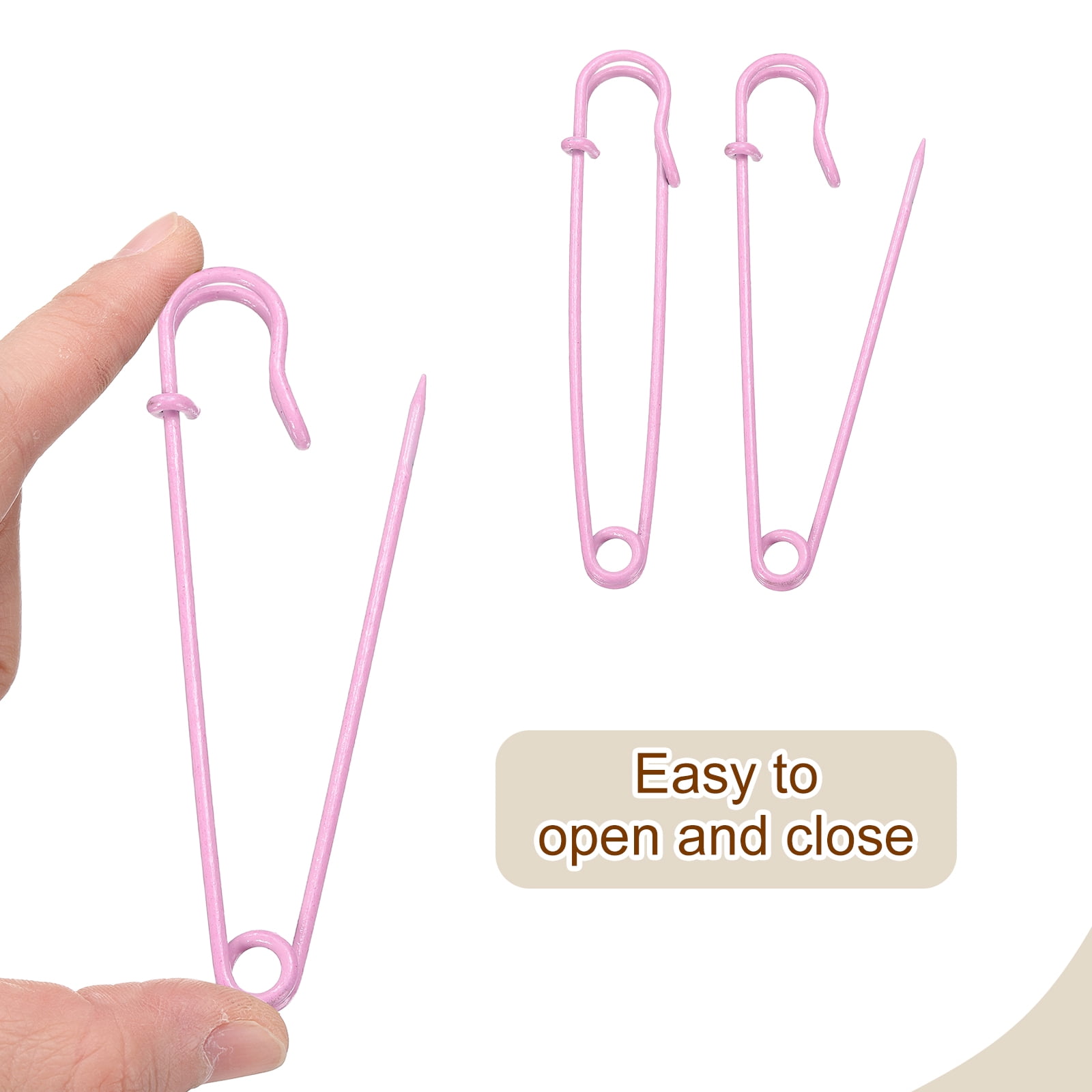 Uxcell 30pcs Safety Pins 100mm Baked Paint Large Safety Pin for Clothes, Pink
