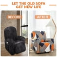 thumbnail image 3 of PENGXIANG Ensemble de 4 Housses de Fauteuil Inclinable Imprimées Housse Extensible pour Canapé Simple et Sofa, 3 of 8