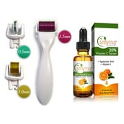 DERMA-CIT 3-In-1 Titanium Micro Needle Skin Care Kit (3 Separate Roller Heads (0.5mm 1.0mm and 1.5mm)