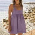 thumbnail image 4 of Fartey Summer Tank Mini Dress for Women Trendy Summer Square Neck Sleevelesss Athletic Dresses Loose Casual Racerback Sundress Solid Color Beach Short Dresses Purple XL, 4 of 8