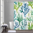 thumbnail image 5 of Summer Marine Plant Bathroom Shower Curtain, Water Blue Coral Tropical Sea Waterproof Washable Soft Bath Curtain for Bathtub Decor with 12 Hooks&Grommet, 66x72 Inch, 5 of 9