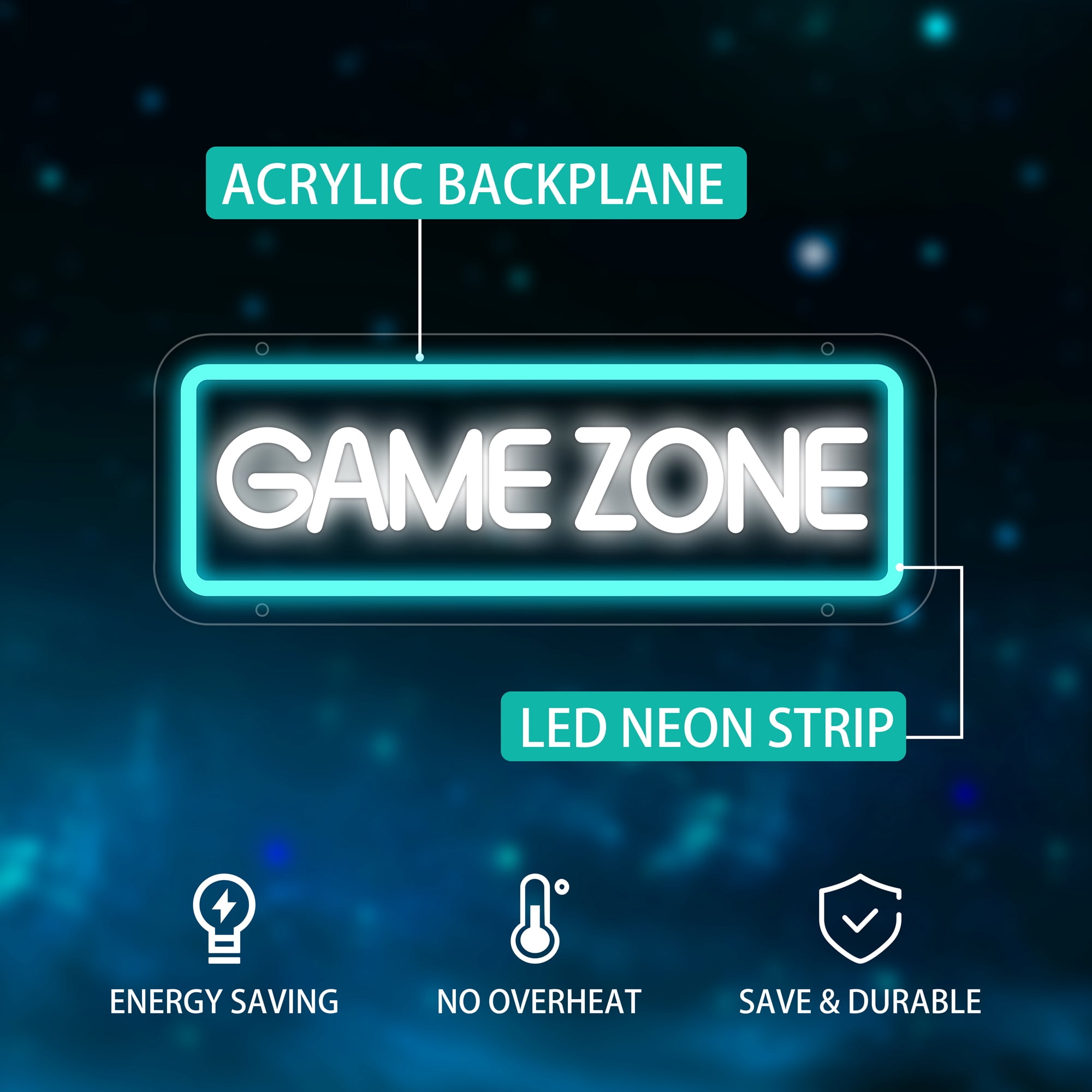 Game Zone Neon Sign, Game Zone Led Signs for Wall Decor, Dimmable Neon Light Sign for Bedroom, Play Room, Kids Room, Bar Decoration, USB Powered Light Up Neon Signs for Party Decor