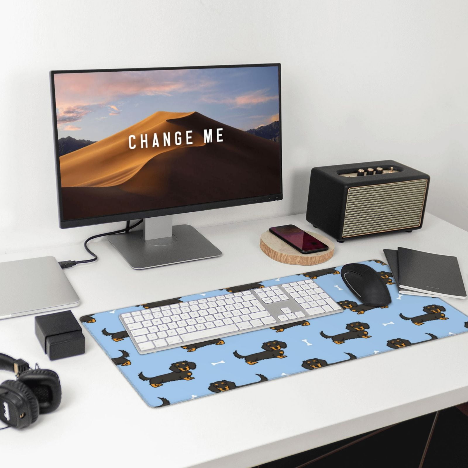 Kdxio Dachshund Dog Print Large Gaming Mouse Pad,Non-Slip Base,Water Resist Keyboard Pad for Gamer,Office & Home,29.5 x 15.8 in