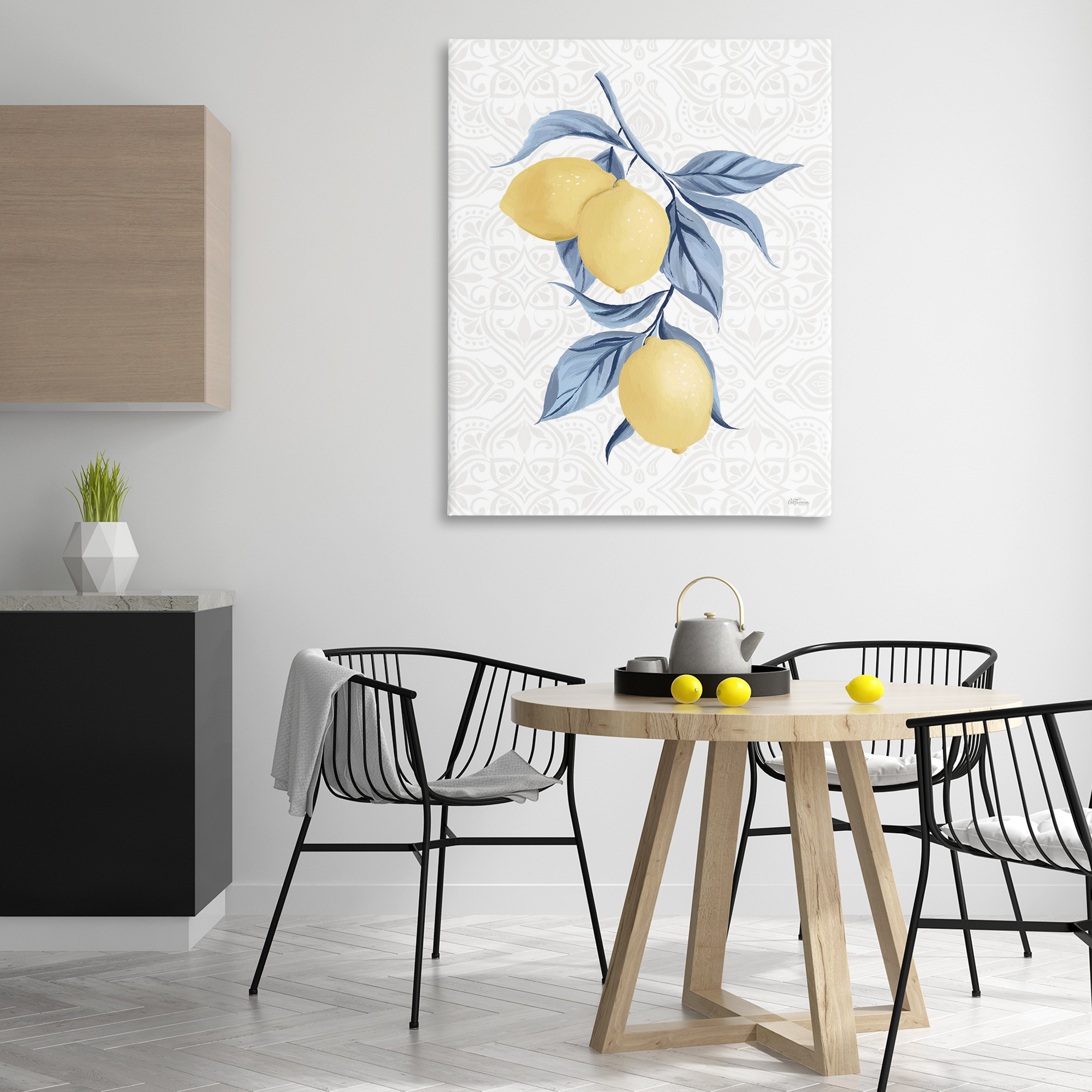 Stupell Industries Geometric Mosaic Lemons Food & Beverage Painting Wrapped Canvas Art Print Wall Art, 36 x 48