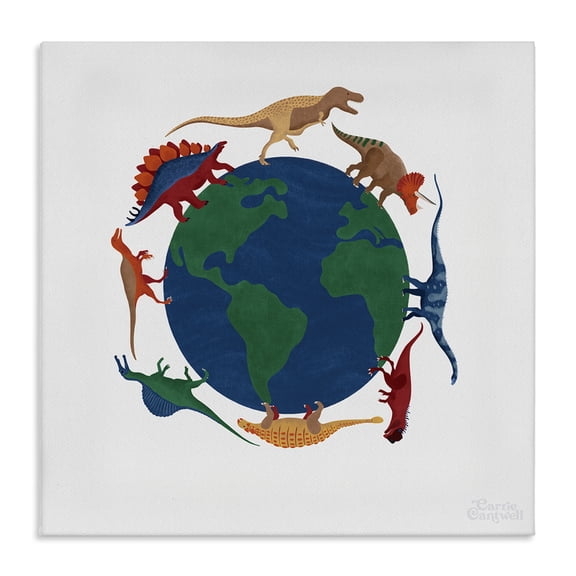 Stupell Industries Contemporary When Dinos Roamed Canvas Art, 17 x 17, by Carrie Cantwell