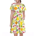 thumbnail image 1 of Easygdp Avocado And Pineapple para Vestido Transpirable de Mujer, Vestido Suelto de Manga Corta con Pliegues y Bolsillos para el Verano, 1 of 6