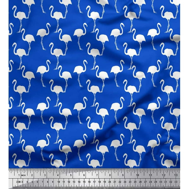 Soimoi Georgette Viscose Fabric Flamingo Bird Fabric Prints by Yard 42 Inch Wide