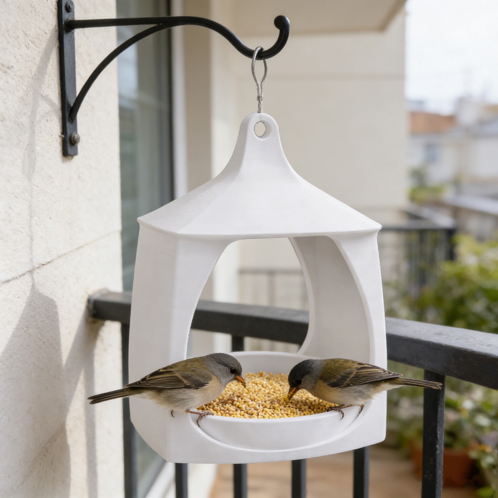 Bird Feeders for Outside Hanging, Wild Bird Feeder House for Cardinals Finches Wooden Bluebird Feeder Mealworm Feeder Outdoor Wood Platform Bird House Feeder