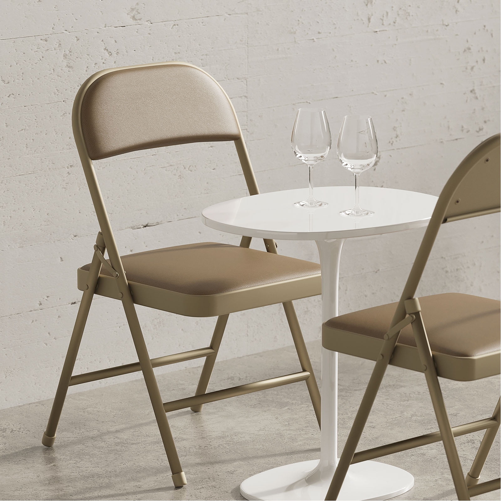 2 Pack Heavy Duty Folding Chairs with Padded Cushion Khaki Metal Chairs for Garden Lawn Home and Office Walmart