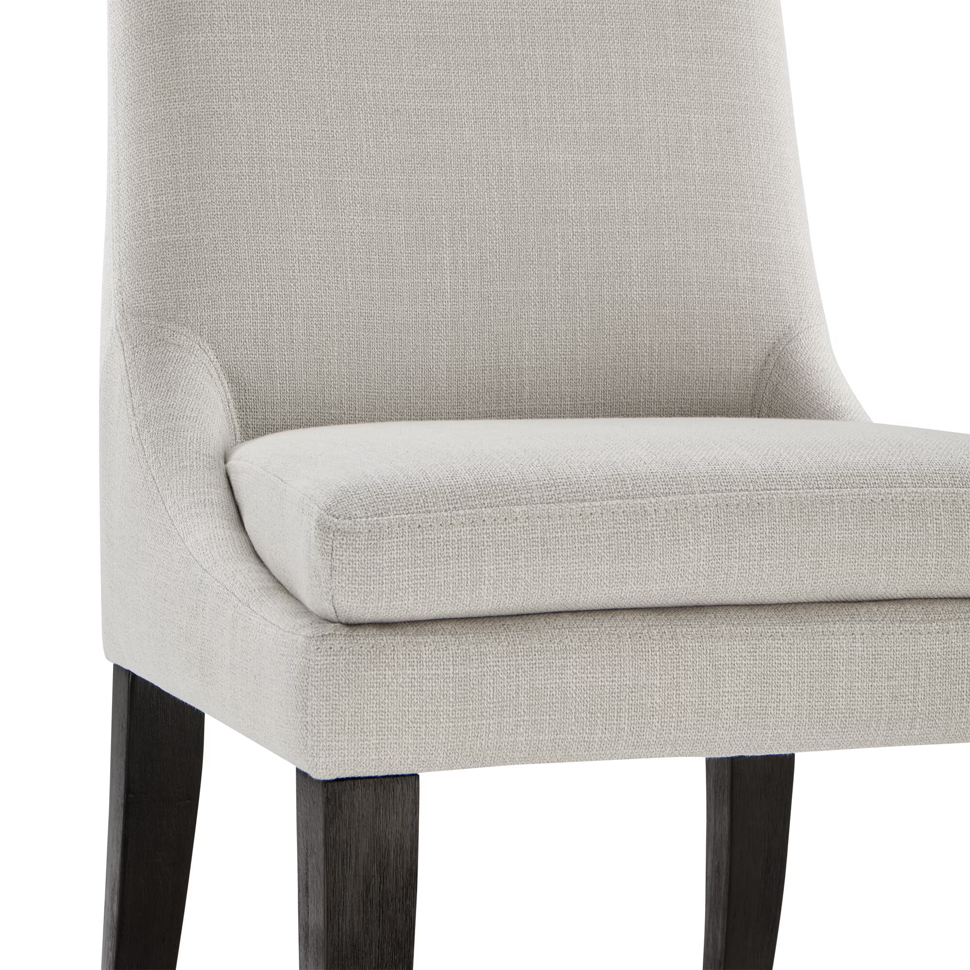 Spruce & Spring Modern Upholstered Dining Chair Set of 2 with Curved Backrest and Solid Wood Legs, Comfortable Padded Fabric Seat for Dining Room Kitchen Living Room, Linen