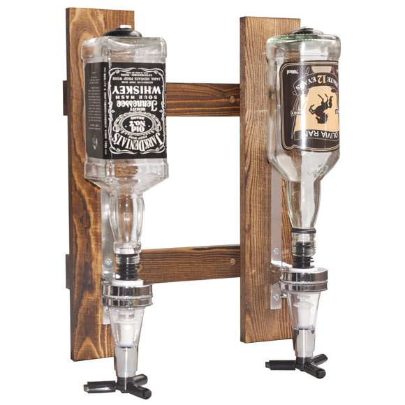 Dispensador de licor de pared Gesonlinka para 2 botellas de madera