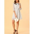 thumbnail image 6 of MODA NOVA Junior's Stars Dots Button Turn Down Collar 3/4 Sleeve Dress, 6 of 6