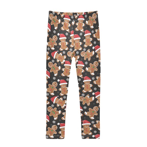 BZSMCE Full Length Gingerbread Man Christmas Hats Pattern Printed Stretch Leggings Moisture Wicking Active Casual Bottoms W