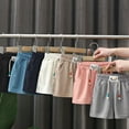 thumbnail image 3 of Kiijoy Toddler Girls Drawstring Casual Shorts Solid Color Knit Breathable Versatile Shorts, 3 of 3