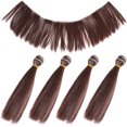 thumbnail image 2 of 5 Pcs 15cm Perruque Cheveux Raides Résistante à la Chaleur Artisanat DIY Perruques de Poupée Extensions de Cheveux pour Projet Maison École (Noir Clair), 2 of 8