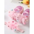thumbnail image 3 of Ame Fashion Baby Girl Polka Dot Net Yarn Cotton Bowknot Princess Shoes Toddler Soft Sole Walking Shoes Headband Set 0-18 Months, 3 of 8