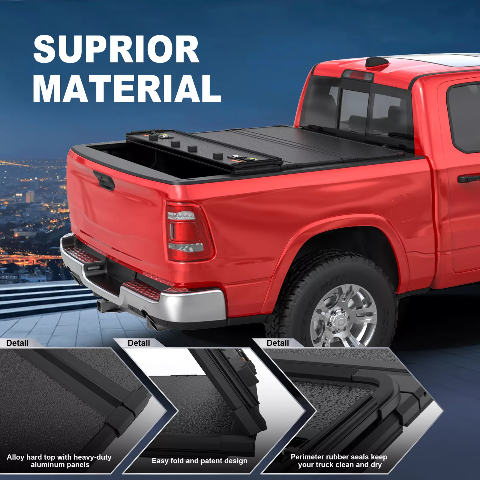 MOSTPLUS 5.7/5.8FT 4-Fold Hard Truck Bed Cover for 2010-2025 2026 Ram 1500 Tonneau Cover
