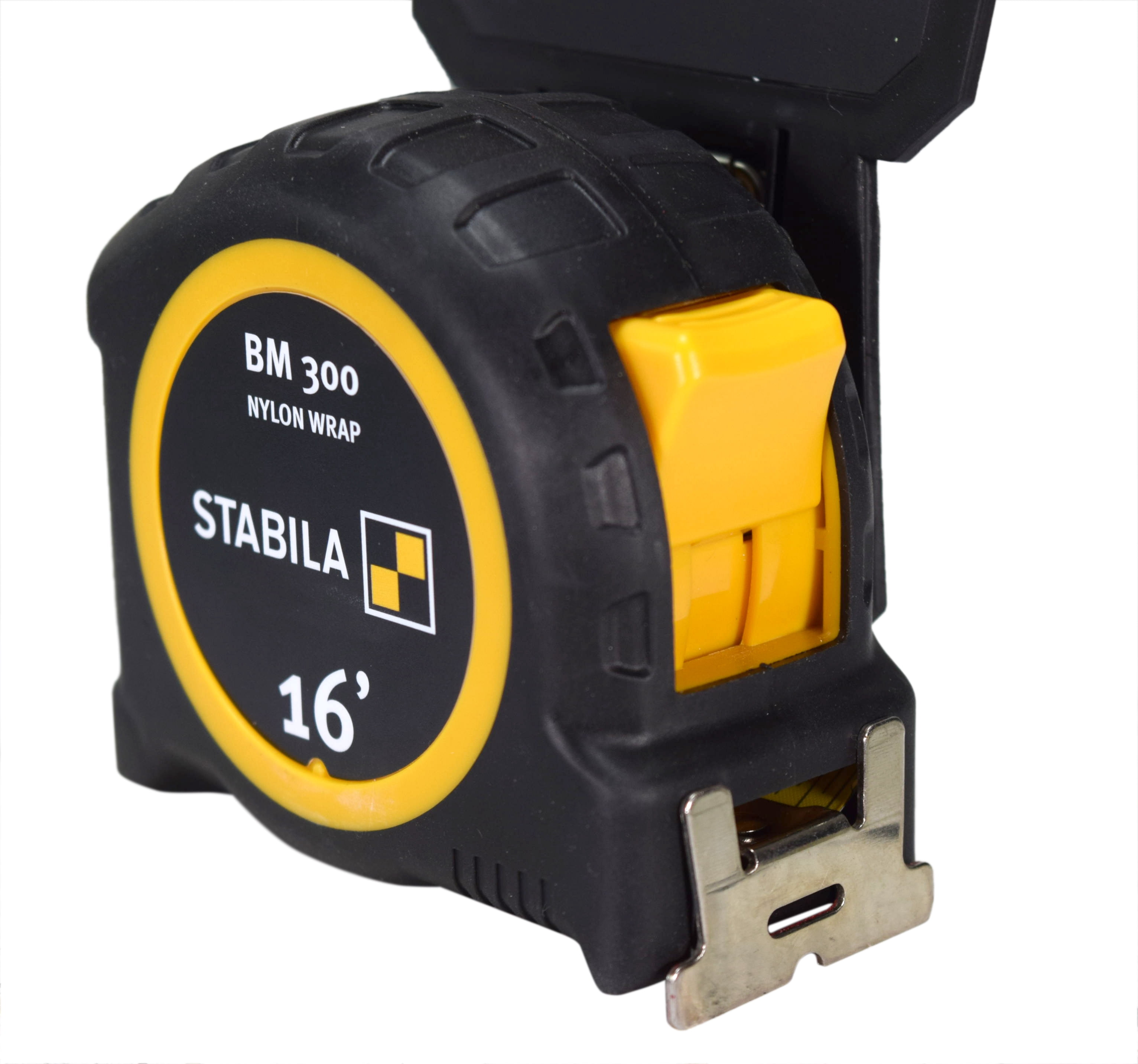 Stabila 30516 BM 300 Imperial Scale 16 Feet Pocket Tape Measure - Shatterproof PC/ABS Housing, NYLON-WRAP Blade, SPIKES Hook, Double-Sided Scale