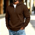 thumbnail image 2 of Atogsazn Mens 1/4 Zip Oversized Hoodies Casual Long Sleeve Hooded Sweatshirt Fall Winter Tops with Pocket Brown XXL Fashion, 2 of 8