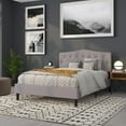 thumbnail image 5 of BizChair Arched Button Tufted Upholstered Queen Size Headboard in Light Gray Fabric, 5 of 13