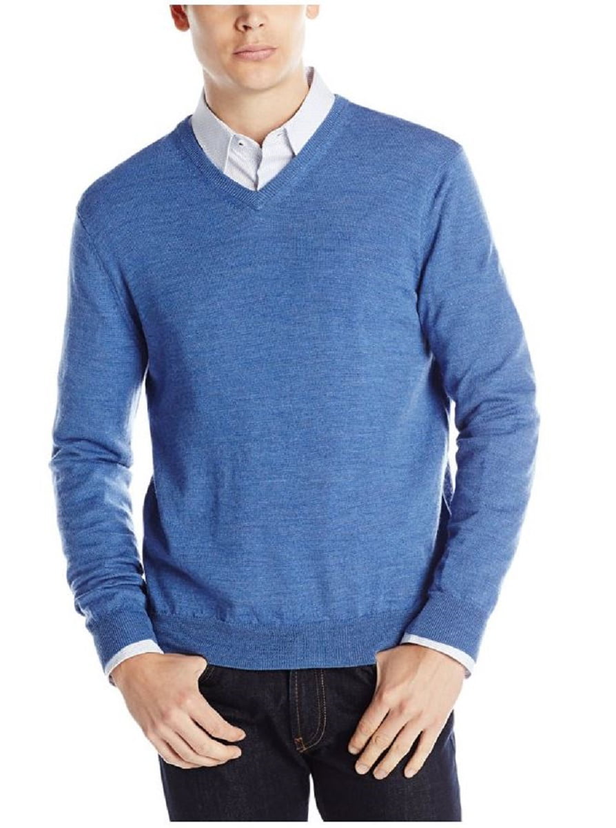 Calvin Klein Mens Extra Fine Merino Wool Sweater (Shuttle, Medium ...