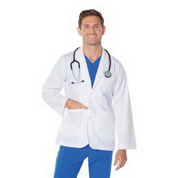 Landau Men's Essential Lab Coats Classic Relaxed Fit Breathable Fade Resistant 5 Pockets Button Consultation Jacket Scrub, Style 3224