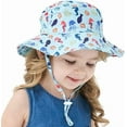 thumbnail image 6 of Baby Sun Hat UPF 50+ Wide Brim Bucket Hat - Adjustable Infant Toddler Sun Protection for Beach & Outdoor (Printed Blue,0-8 Months), 6 of 7