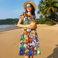 thumbnail image 3 of Lsque Mario Print Women's Casual Dress T-Shirt Summer Short Sleeve Scoop Neck Swing Dresses, 3 of 7